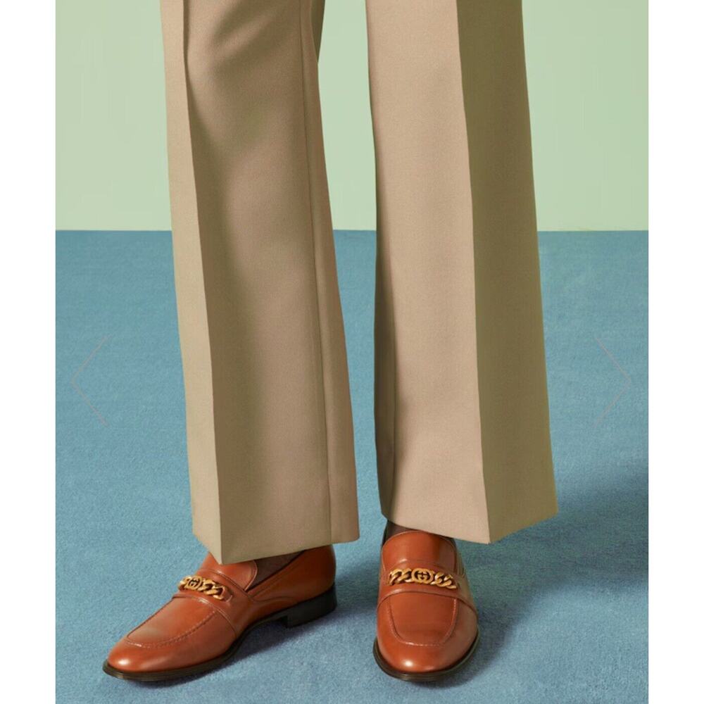 Gucci Chain Interlocking GG 9.5/ US 10 Loafer Brown Italian Leather Shoe NIB - Picture 2 of 13